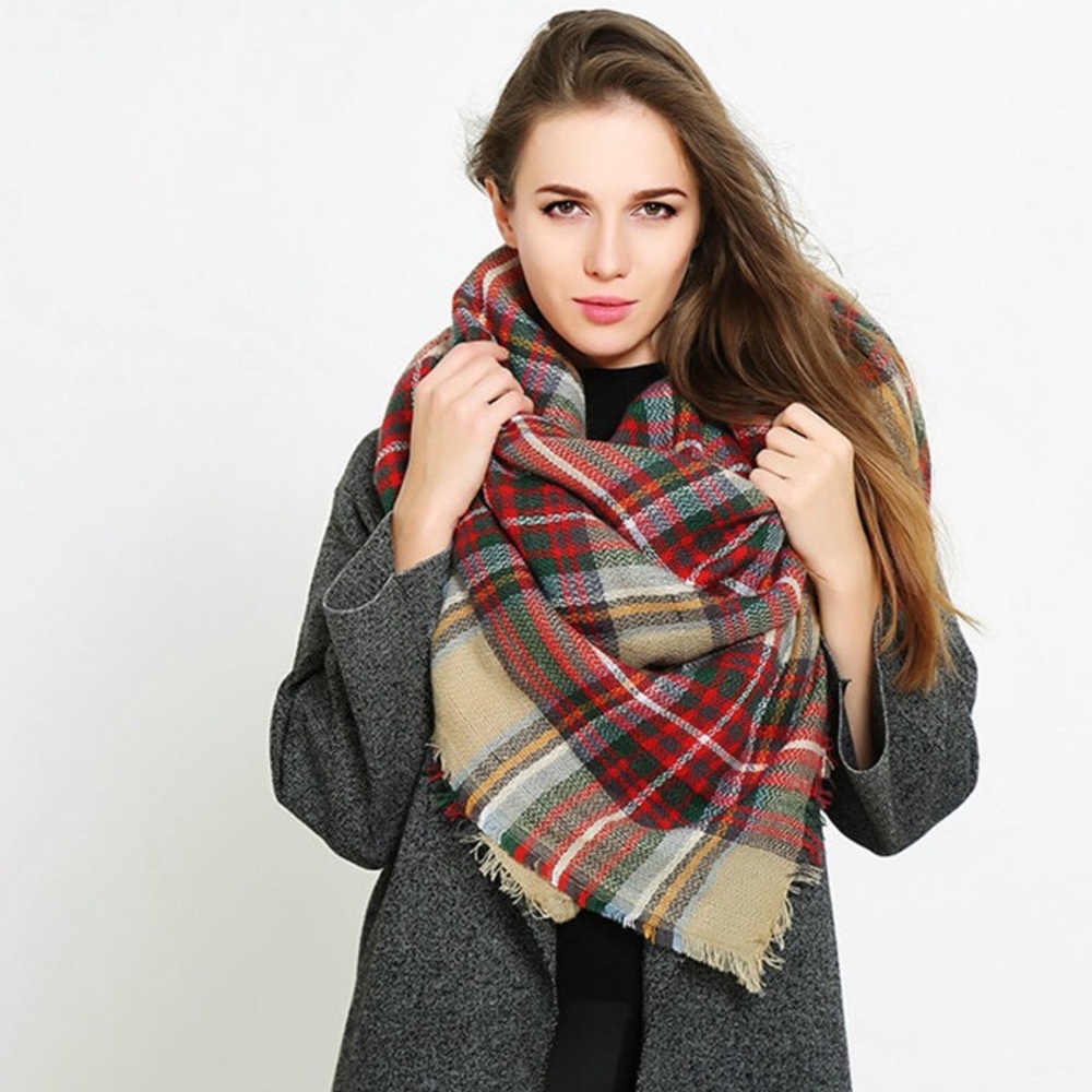 ๐ฅ SALE Classic Tartan Plush Plaid Blanket Scarf - Picture 6 of 8